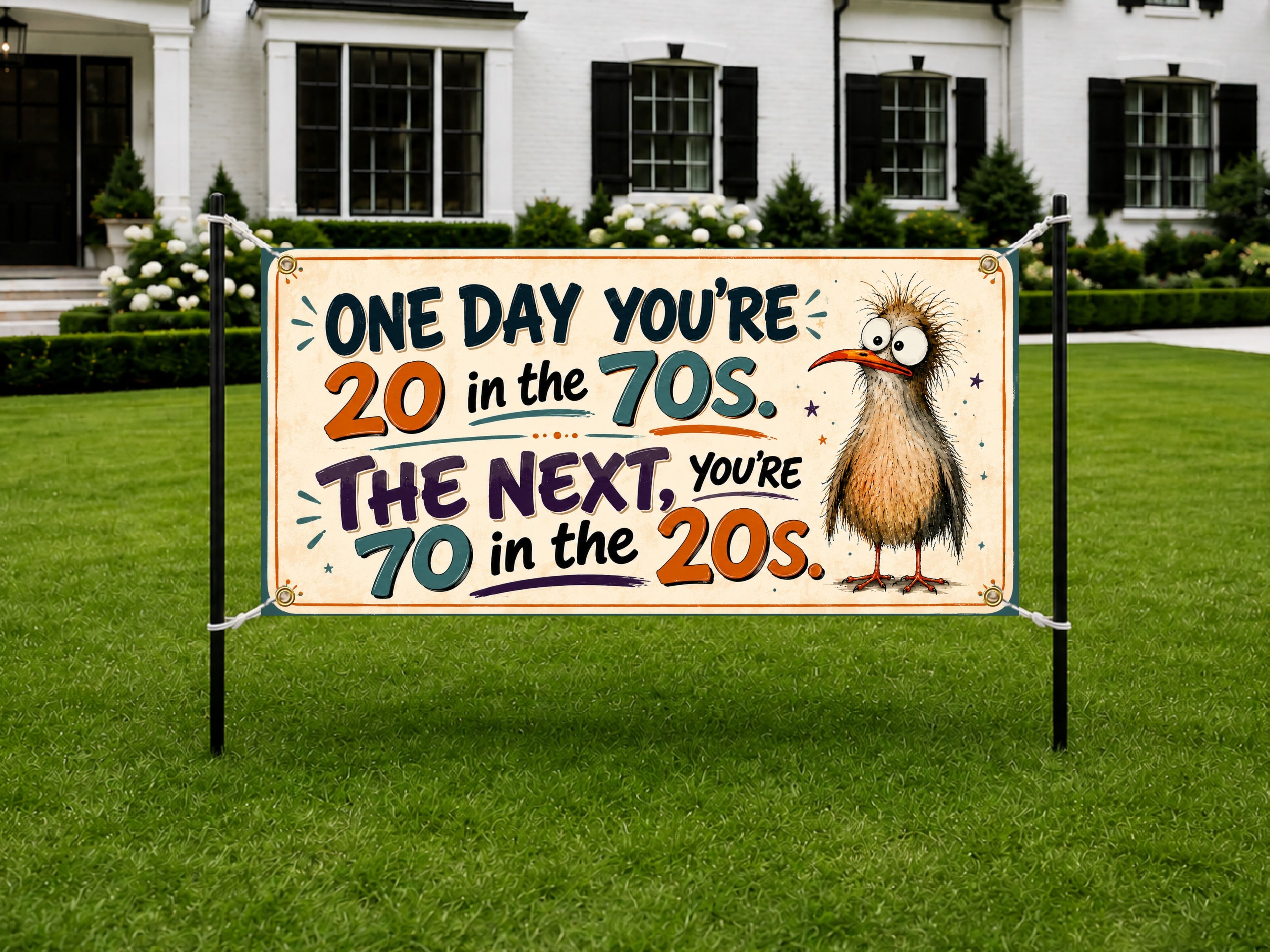 70th Birthday Banner, Funny 70th Party Backdrop, Twenty in the Seventies Sign