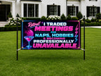 Funny Retirement Banner, Meetings for Naps Sign, Coworker Backdrop