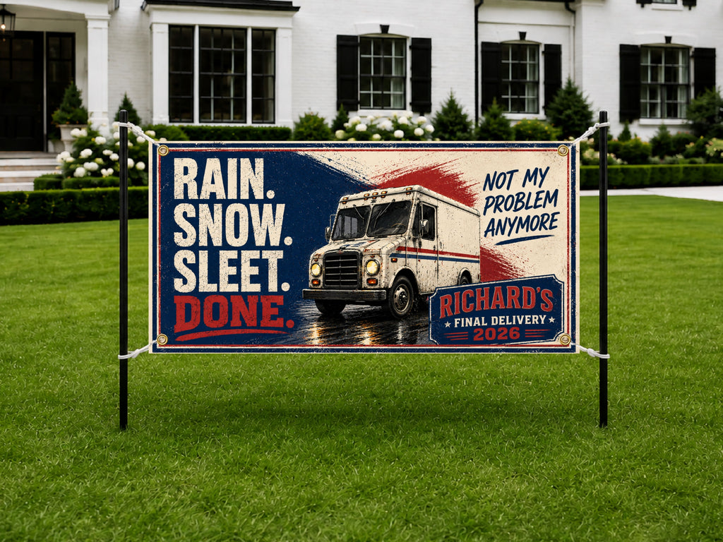 Funny Retirement Banner, Mail Carrier Retirement Sign, Final Delivery Backdrop