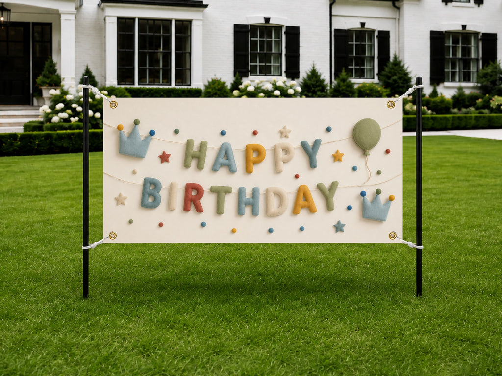 Happy Birthday Banner, Pastel Birthday Party Decor, Neutral Birthday Sign, First Birthday to Adult Celebration