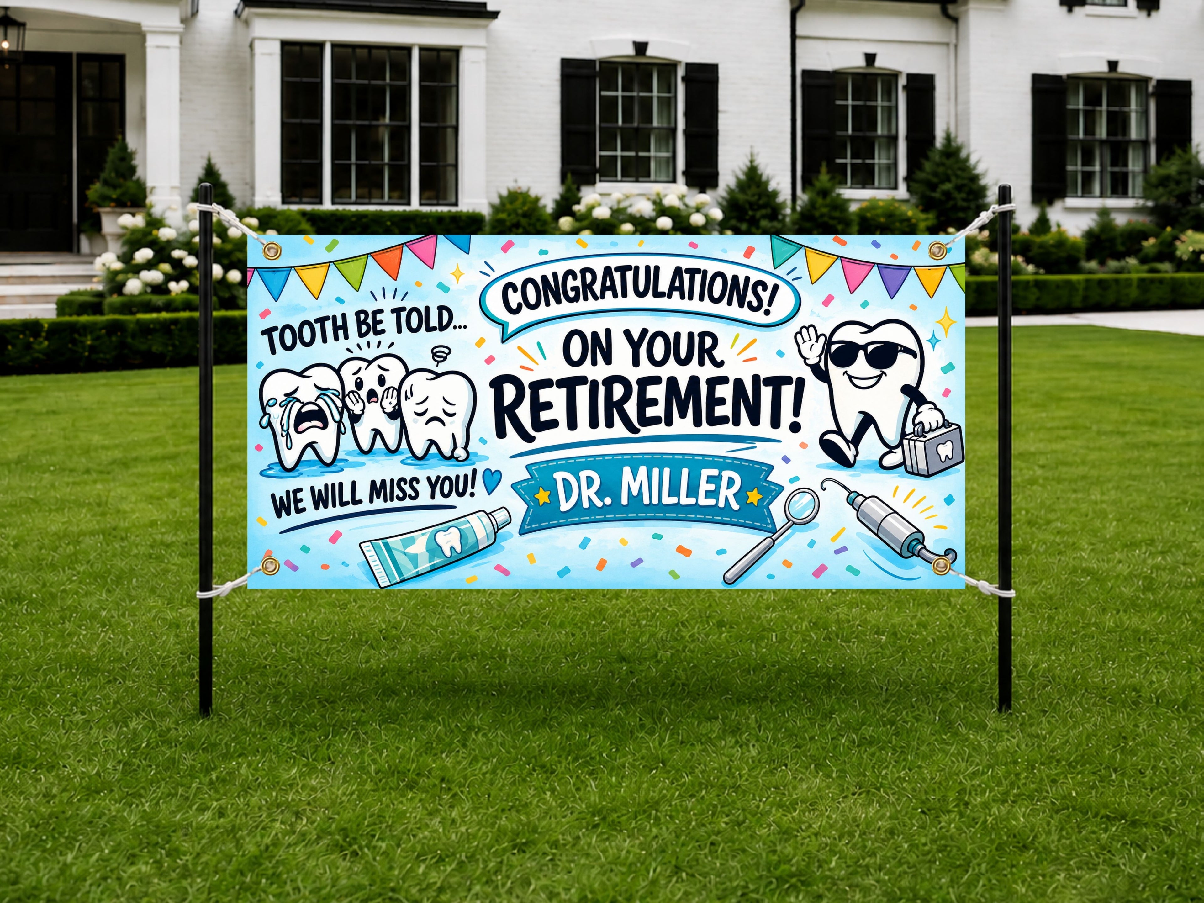 Dentist Retirement Banner, Tooth Be Told Sign, Dental Farewell Backdrop