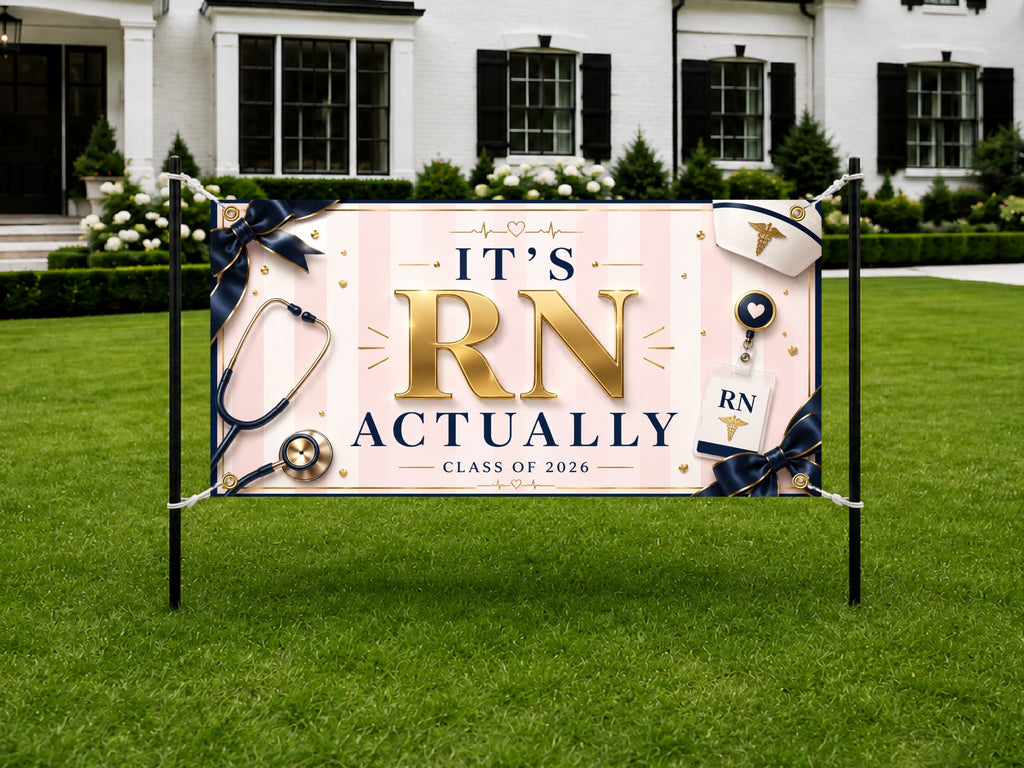 RN Graduation Banner, Nurse Grad Party Sign, Nursing Photo Backdrop