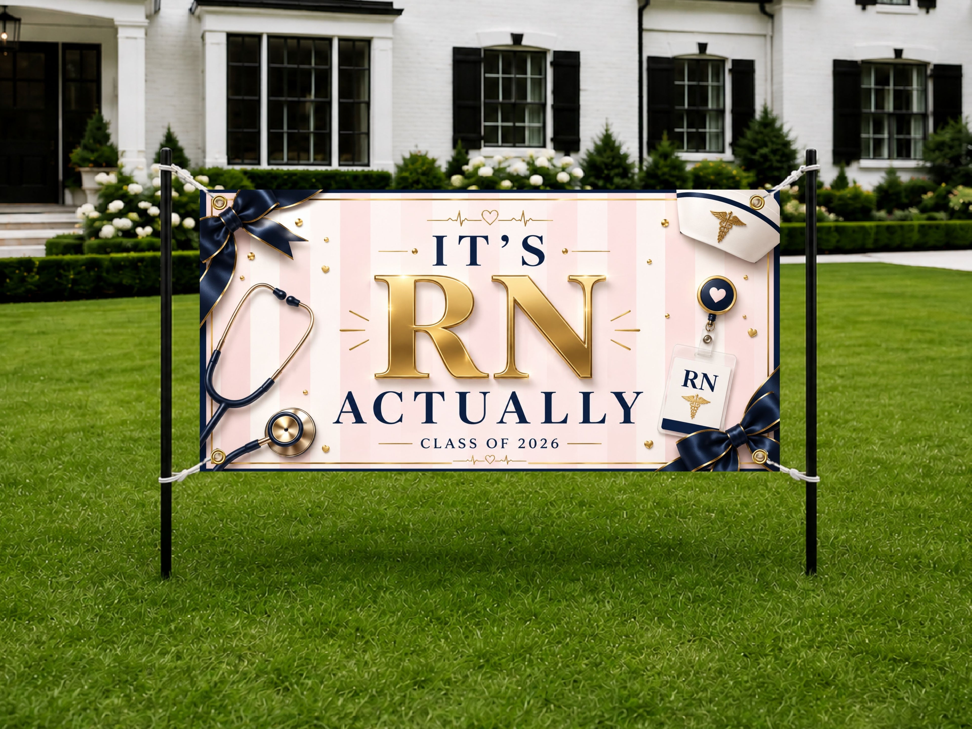 RN Graduation Banner, Nurse Grad Party Sign, Nursing Photo Backdrop