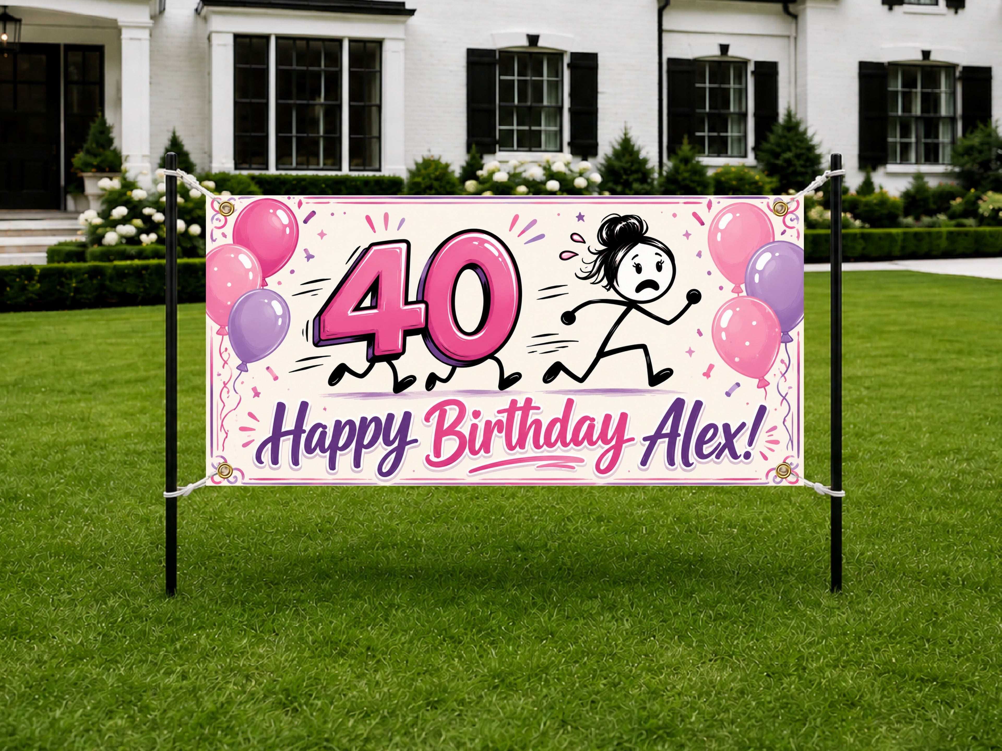 Funny 40th Birthday Banner, Running From 40 Sign, Women Backdrop