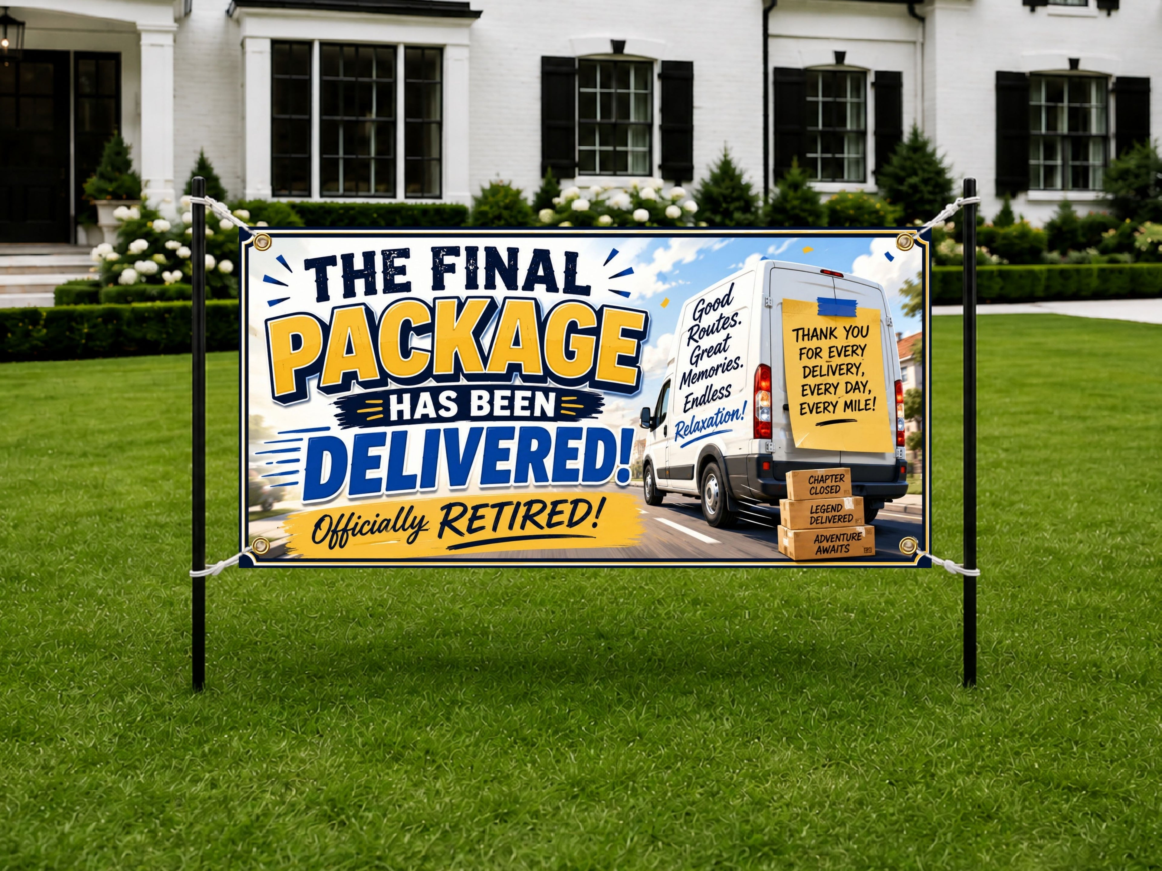 Retirement Party Banner, Final Package Delivered Sign, Office Farewell Backdrop