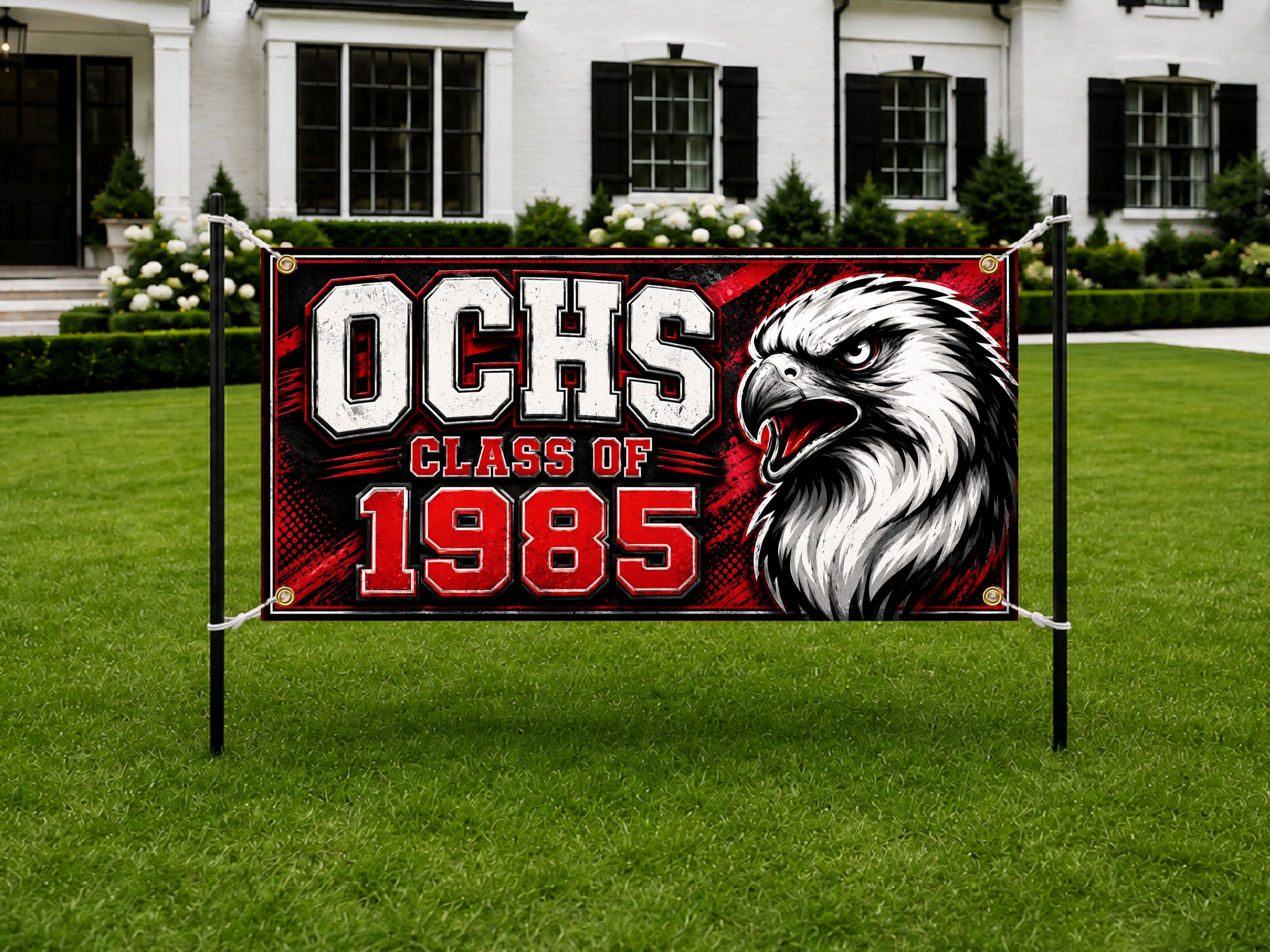 Custom Class Reunion Banner, Personalized Alumni Banner, Eagle Mascot Backdrop