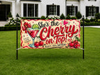 Funny 25th Birthday Banner, Cherry On Top Sign, Martini Party Backdrop