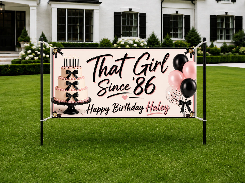 40th Birthday Banner, That Girl Since 86 Sign, Women Party Backdrop