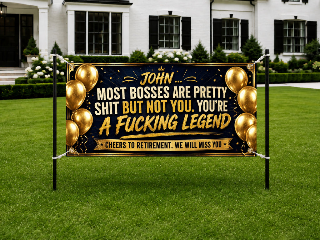 Funny Retirement Banner, Boss Retirement Sign, Office Farewell Backdrop