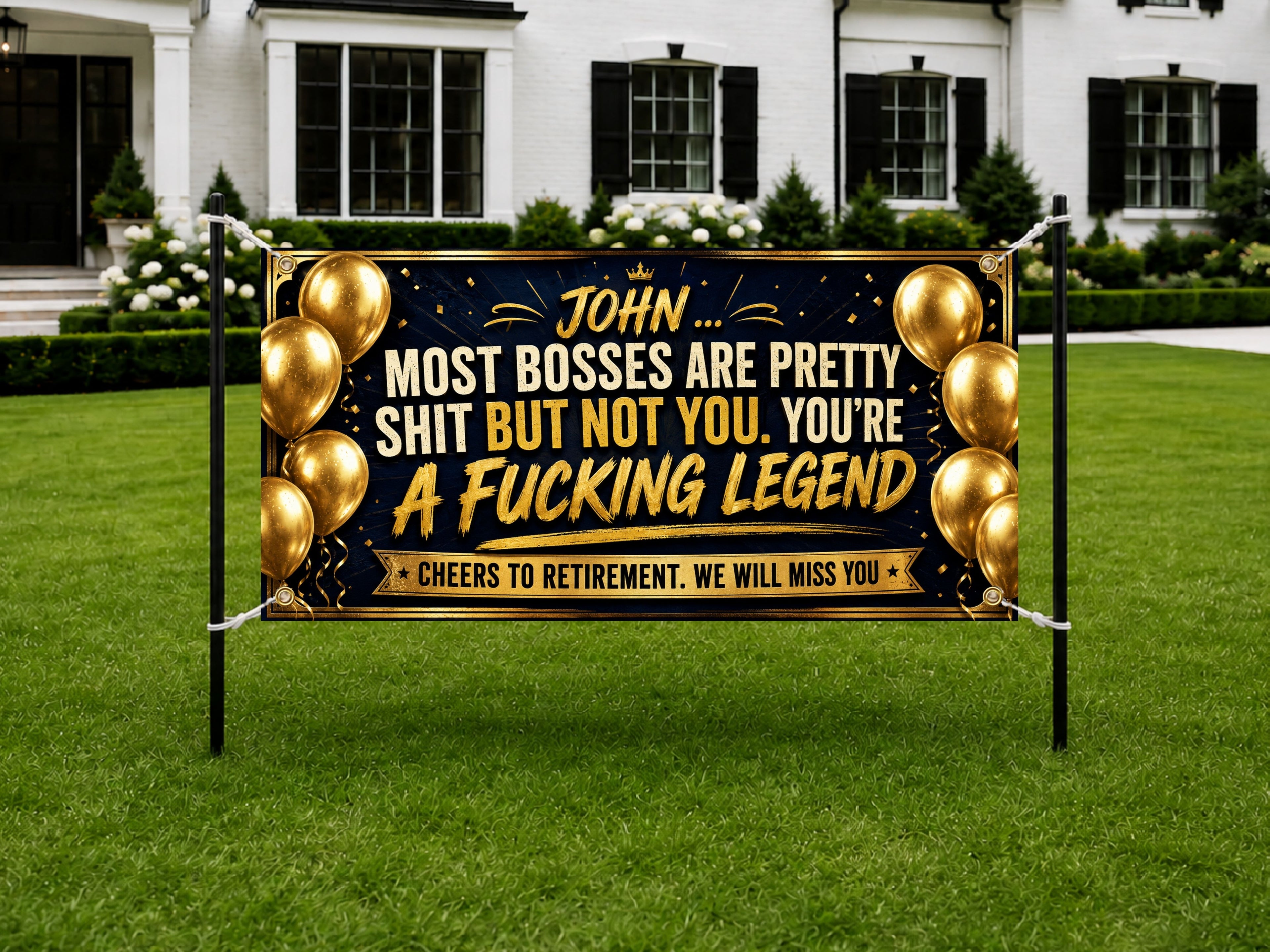 Funny Retirement Banner, Boss Retirement Sign, Office Farewell Backdrop