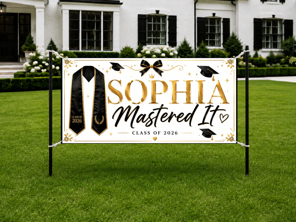 Graduation Banner, Personalized Grad Party Sign, Custom Name Backdrop