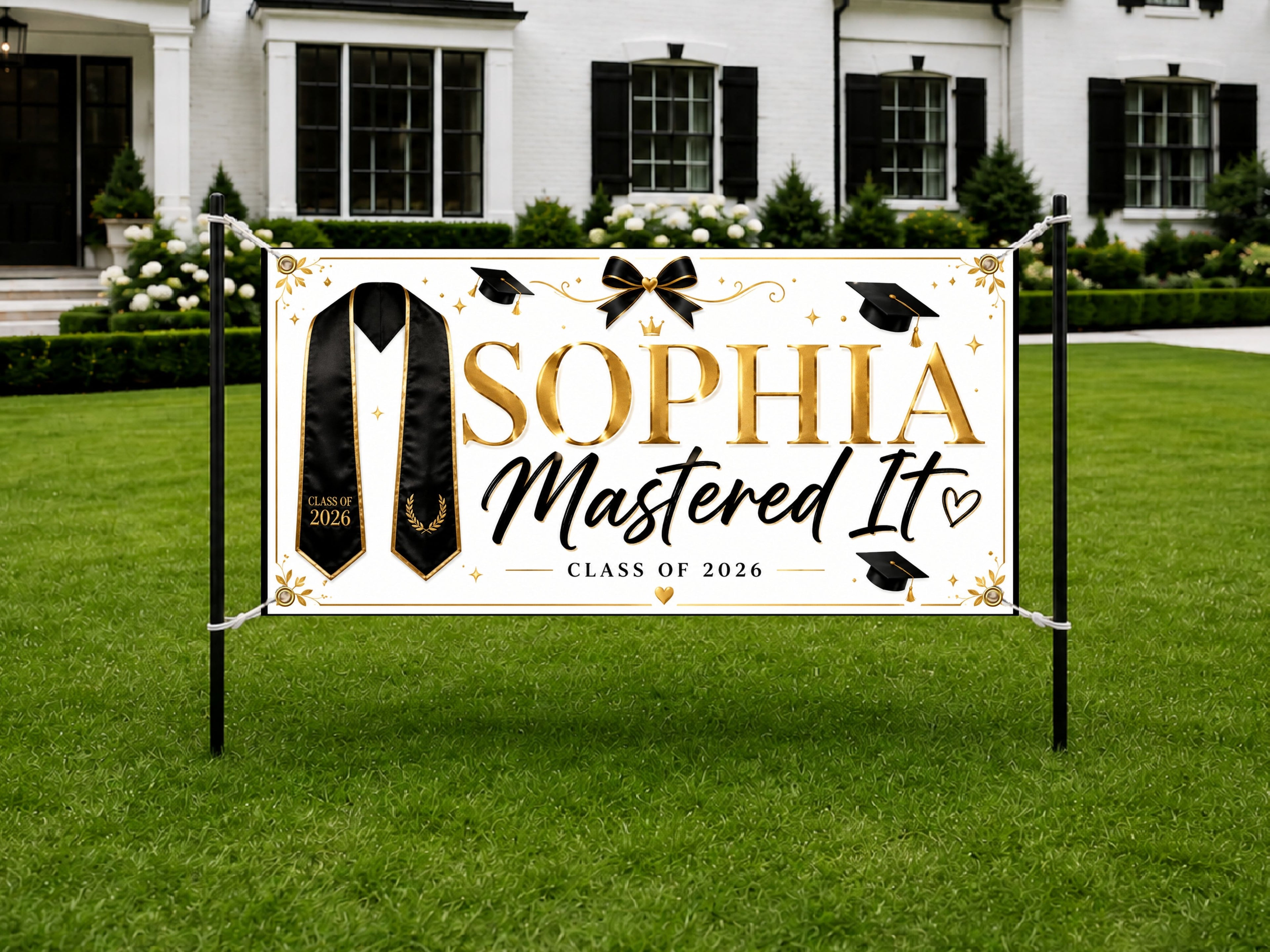 Graduation Banner, Personalized Grad Party Sign, Custom Name Backdrop