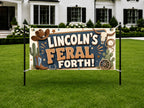 Feral Fourth Birthday Banner, Four and 4 Year Old Cowboy Western Birthday Party Decor