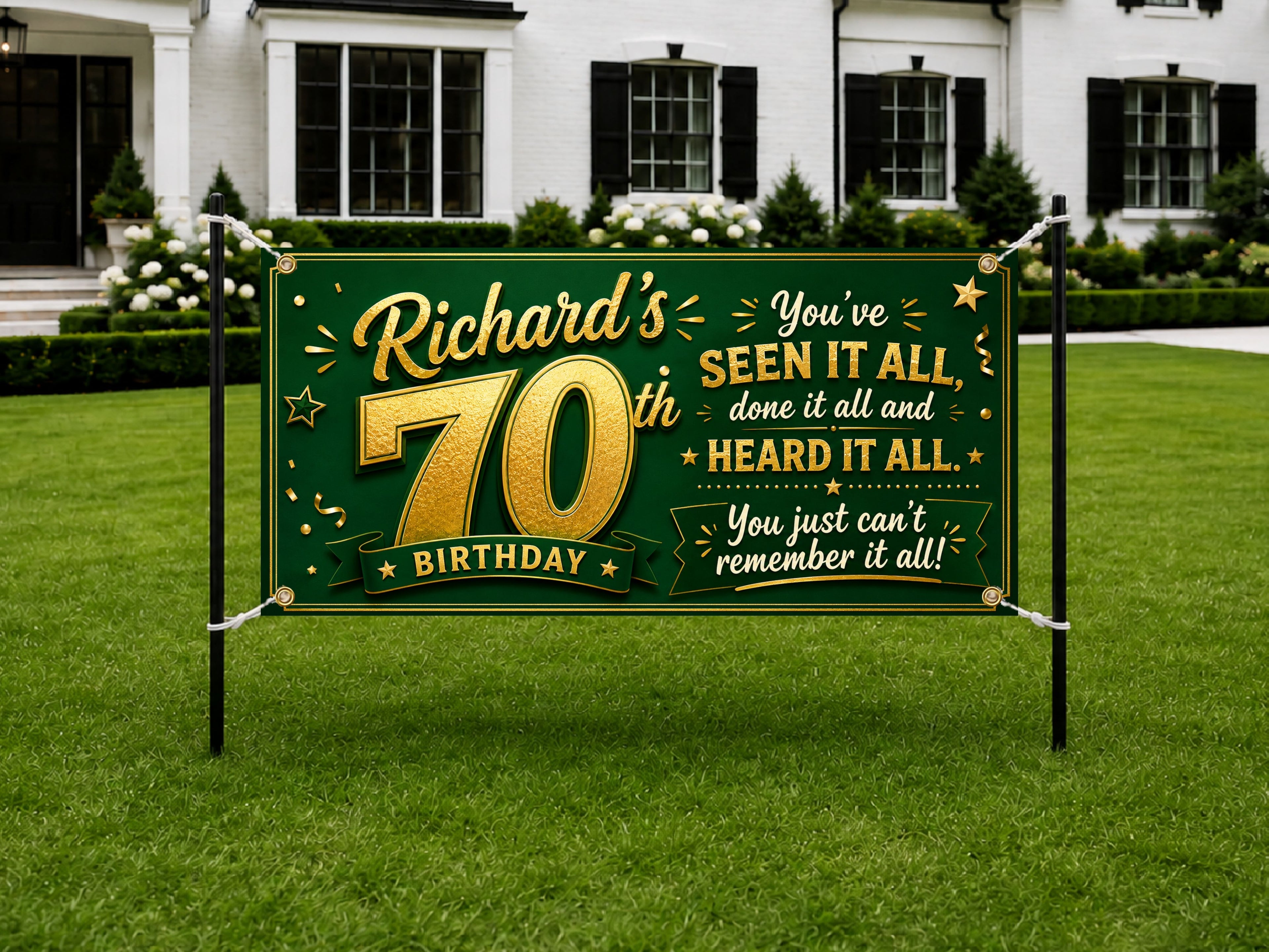 Funny 70th Birthday Banner, Richard Party Sign, Mens Backdrop