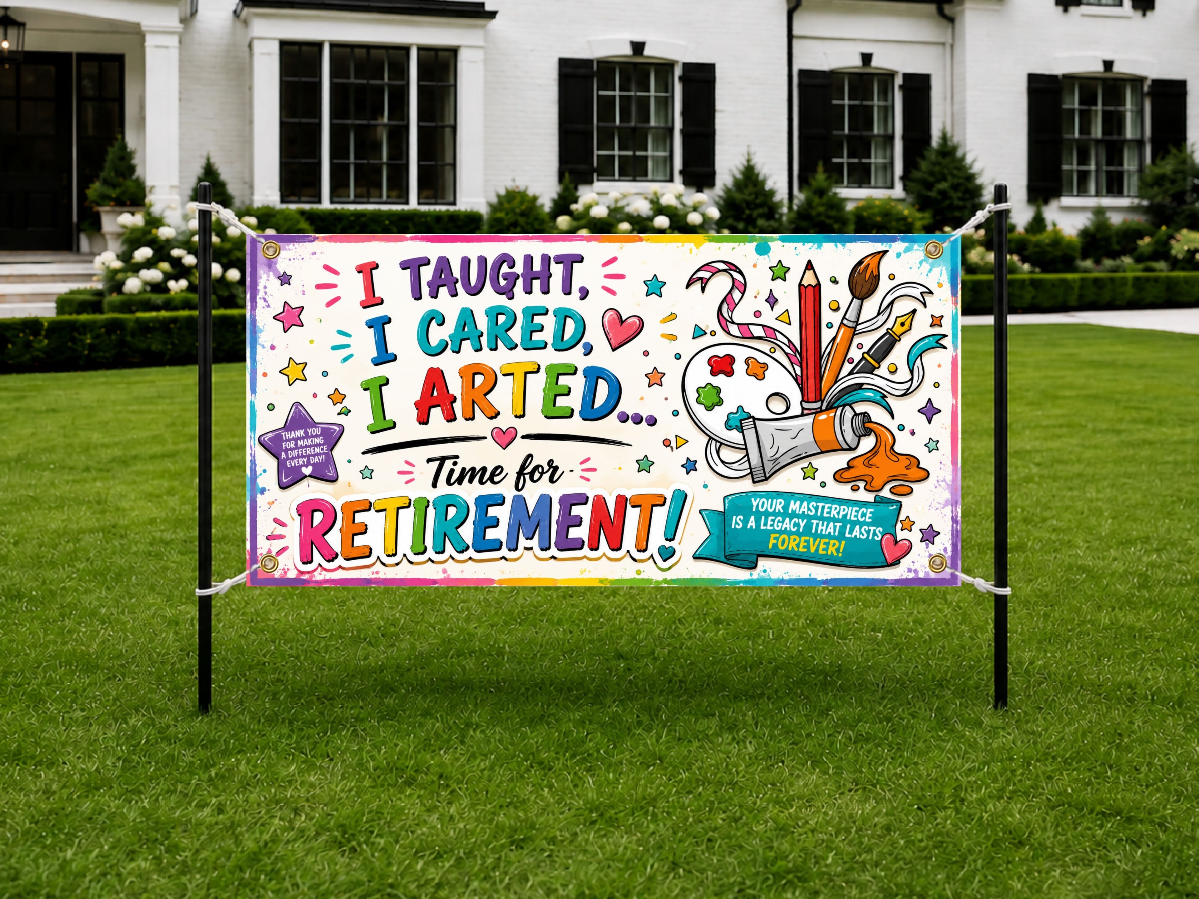 Funny Art Teacher Retirement Banner, Retirement Party Sign