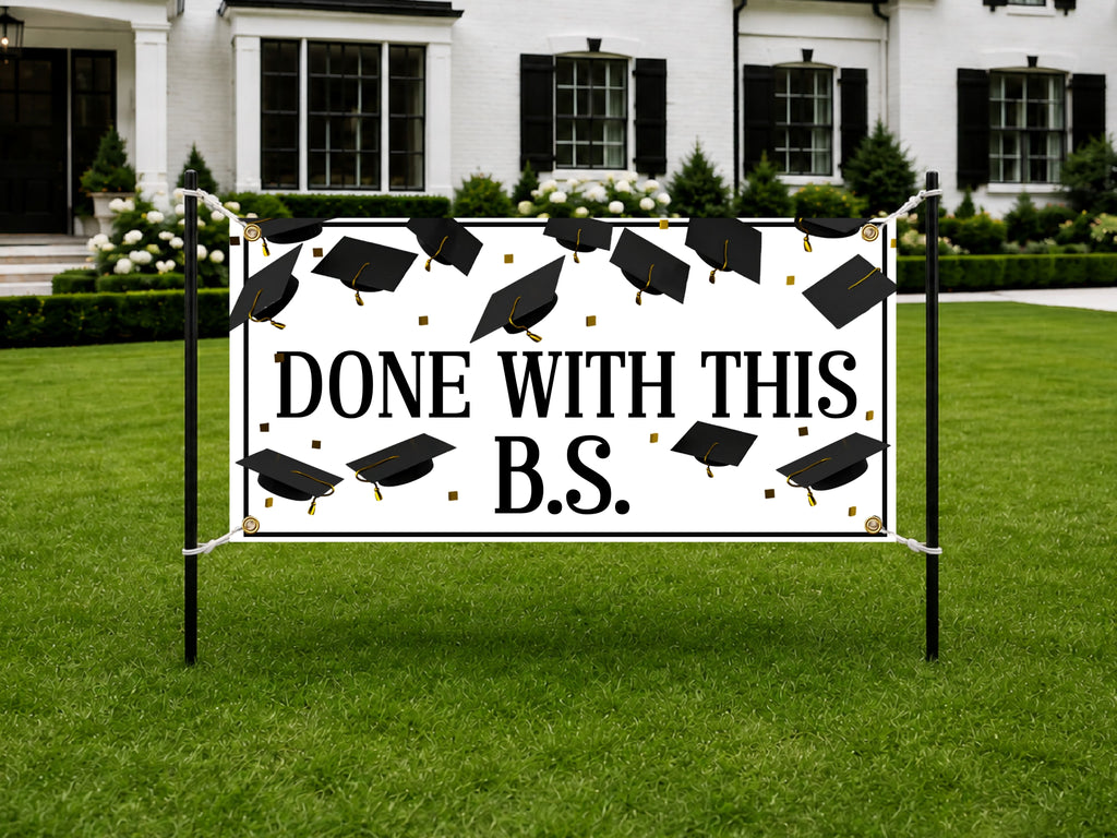Bachelor of Science Graduation Banner, BS Grad Party Sign, College Photo Backdrop