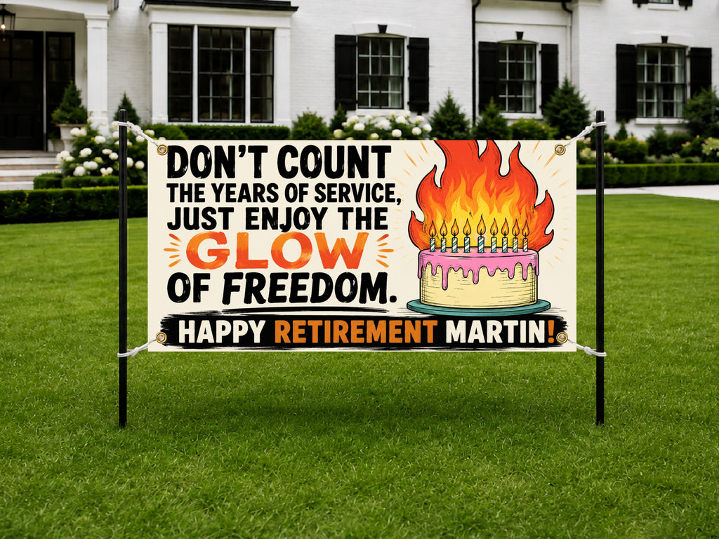Funny Retirement Banner, Years of Service Sign, Coworker Backdrop