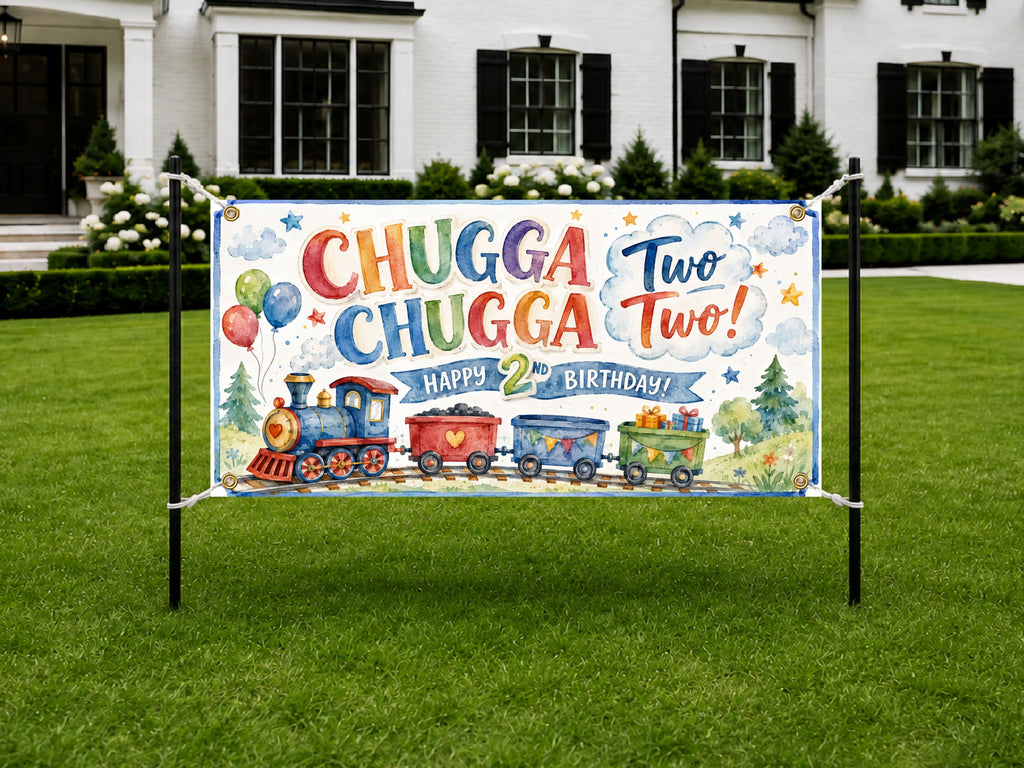 Train 2nd Birthday Banner