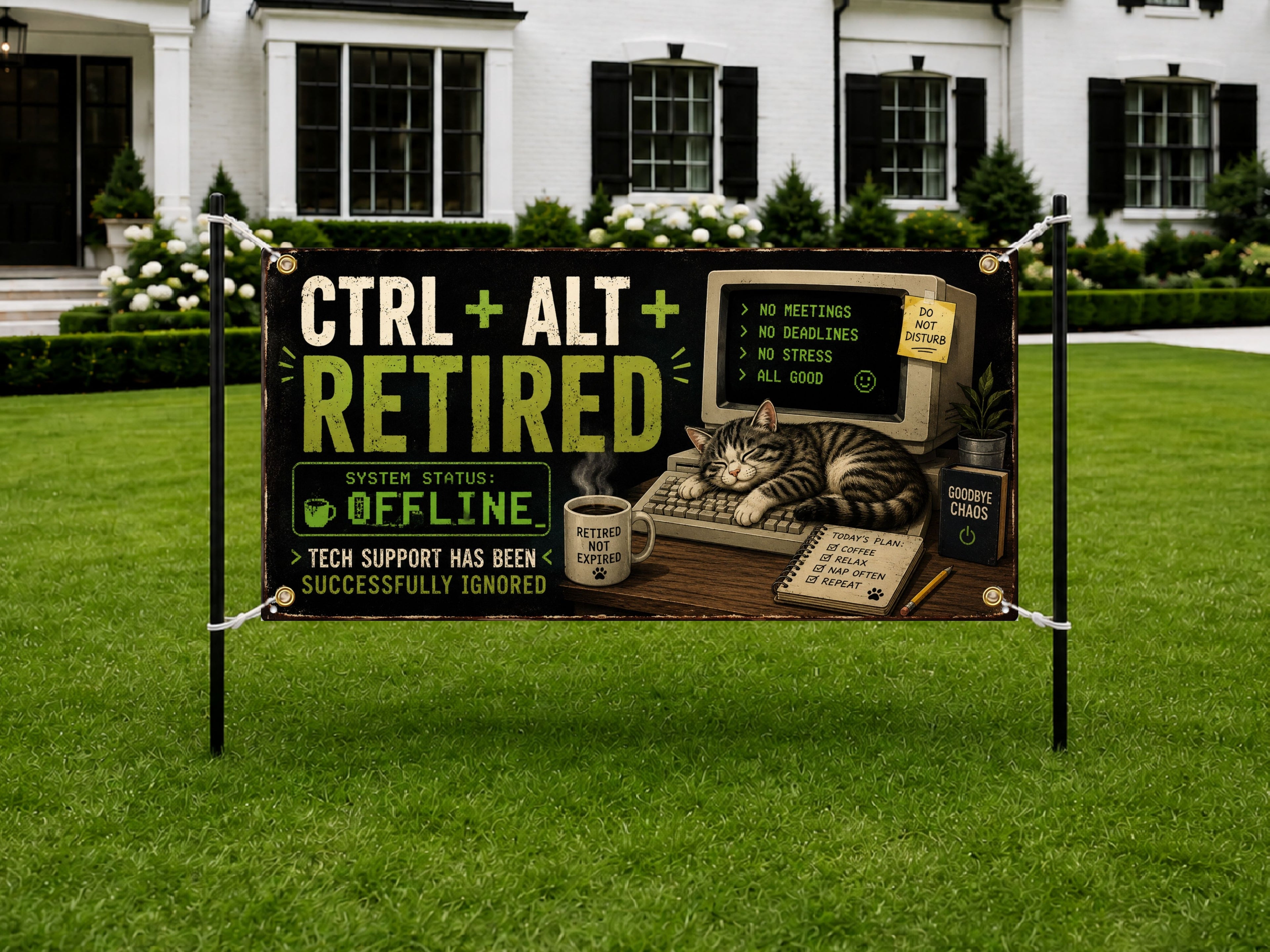 Funny IT Retirement Banner | CTRL+ALT+RETIRED Retirement Party Banner