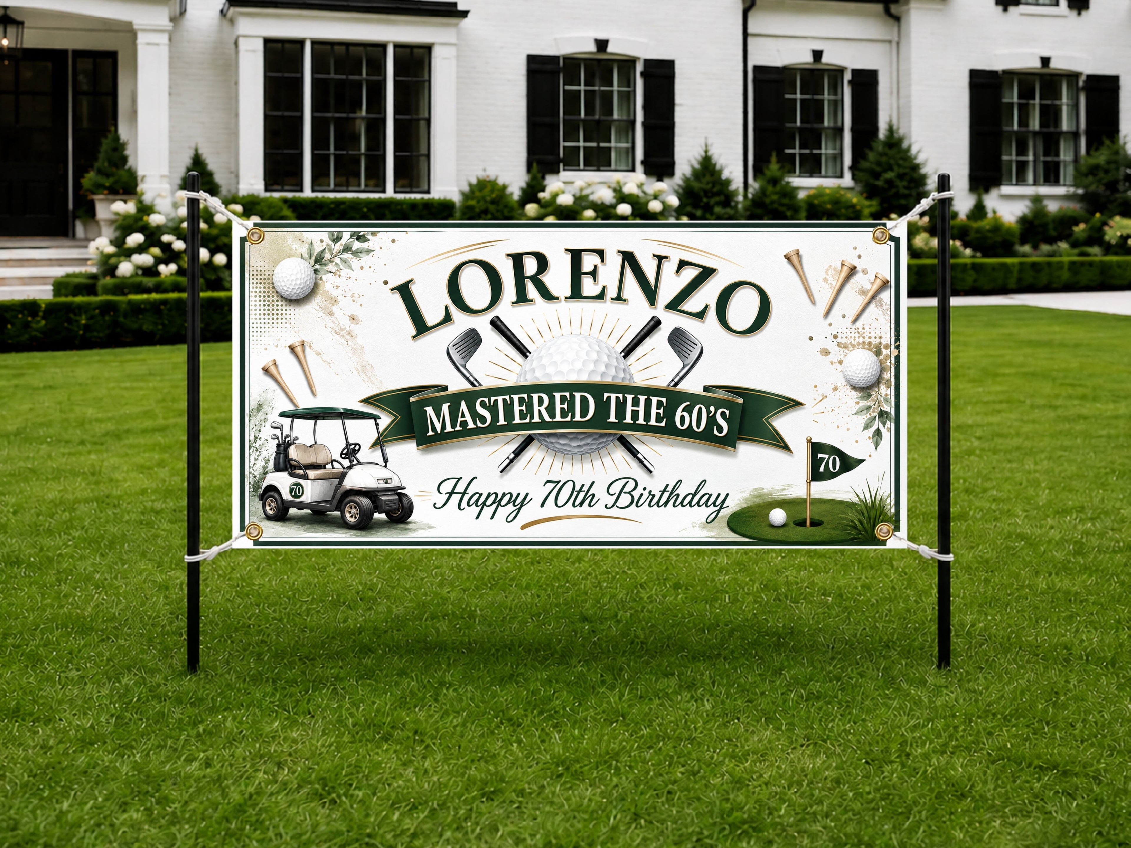 Golf 70th Birthday Banner, Masters Party Sign, Clubhouse Backdrop