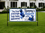 Retirement Banner, Mail Carrier Retirement Party Sign, Delivered Backdrop