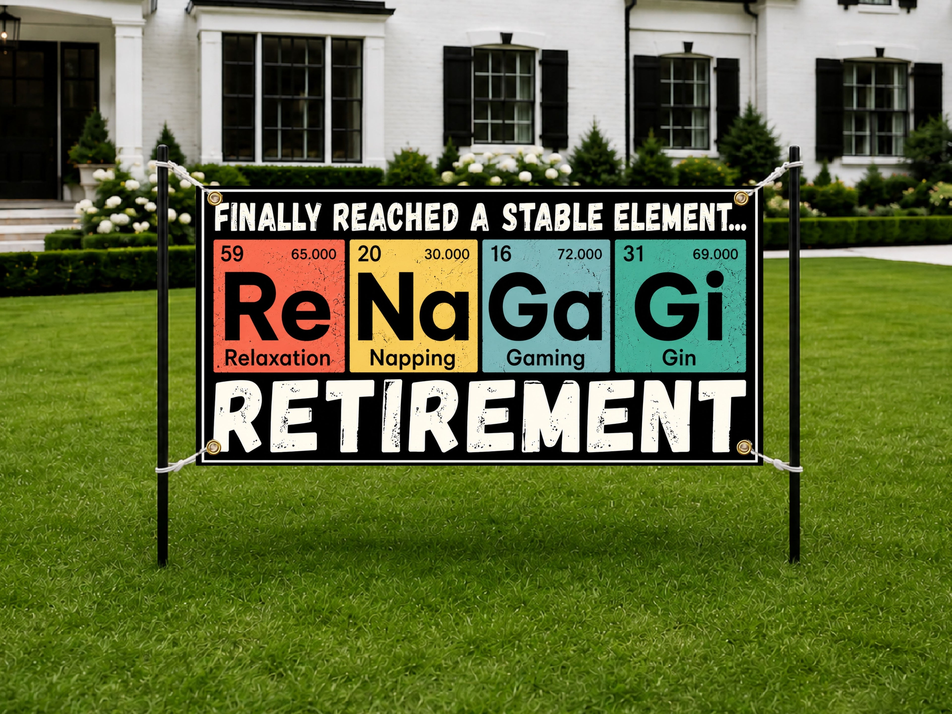Funny Retirement Banner, Stable Element Retirement Sign, Party Backdrop