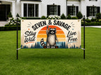 7th Birthday Banner, Seven And Savage Party Sign, Raccoon Backdrop