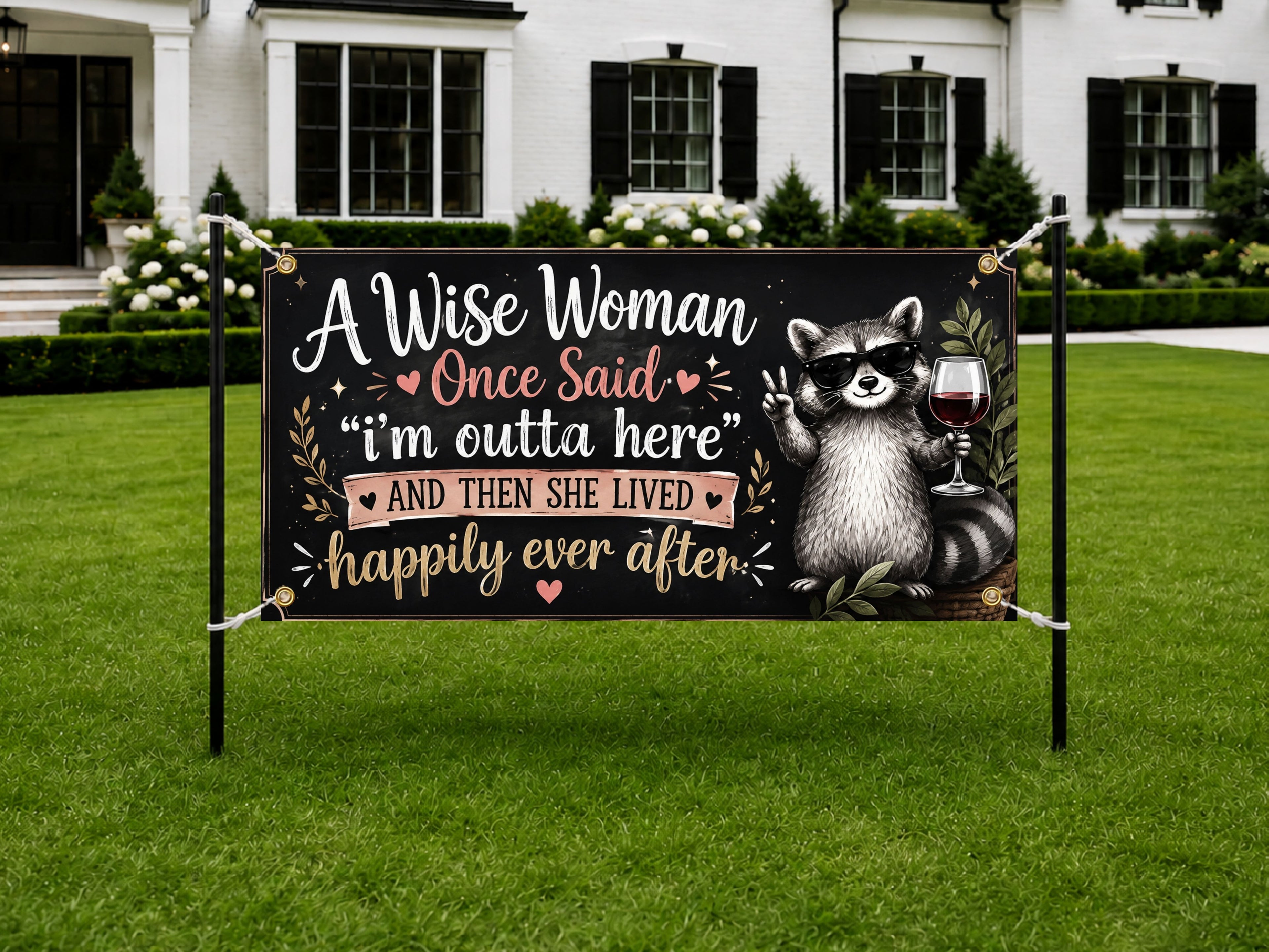 Funny Women's Retirement Banner | Wise Woman Outta Here Happily Ever After