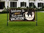 Retirement Party Banner, Funny Cat Retirement Sign, Forever Vacation Backdrop