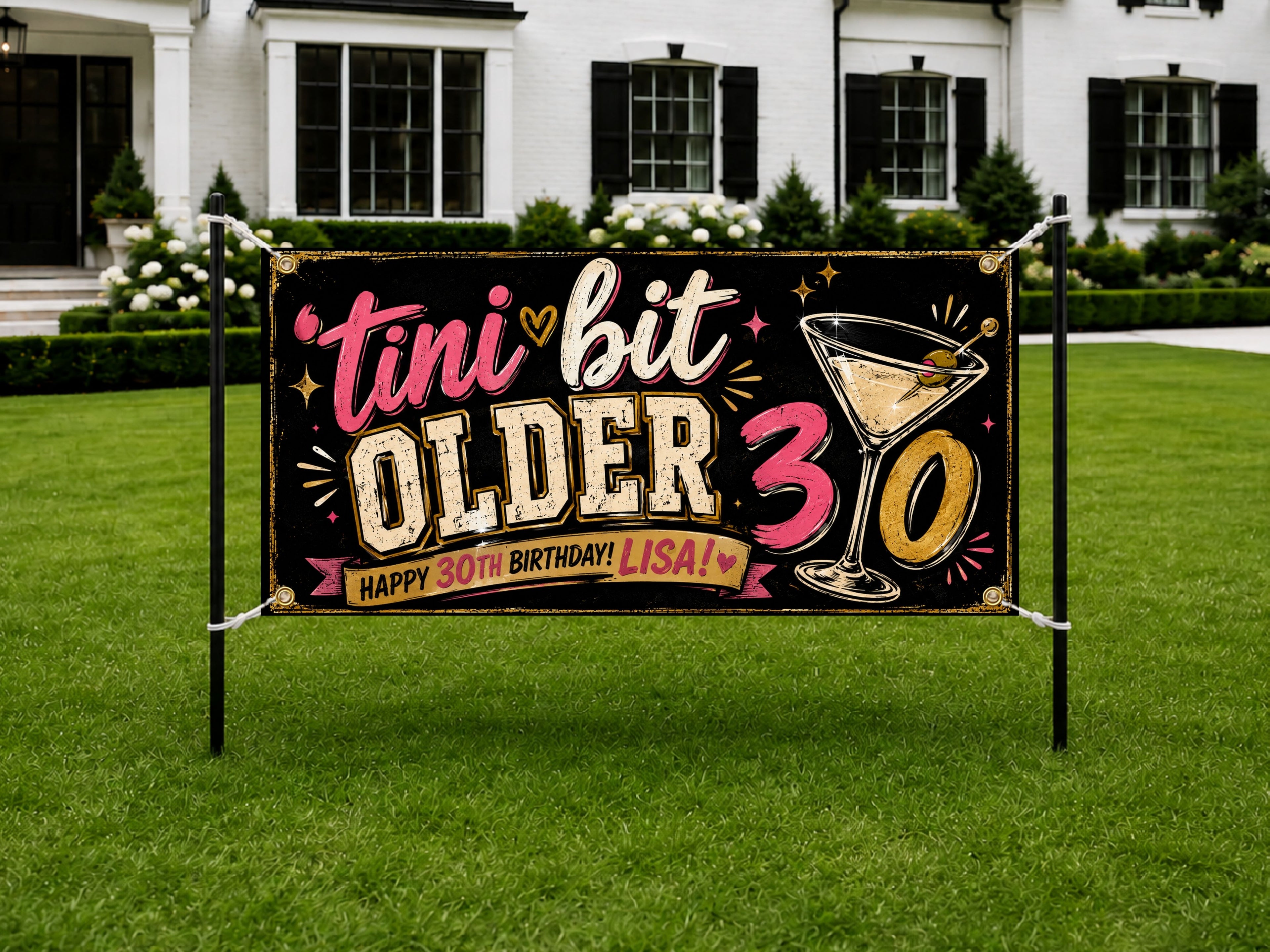 30th Birthday Banner, Martini Party Sign, Women Photo Backdrop