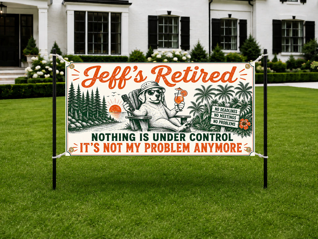Funny Retirement Banner, Coworker Retirement Sign Decoration
