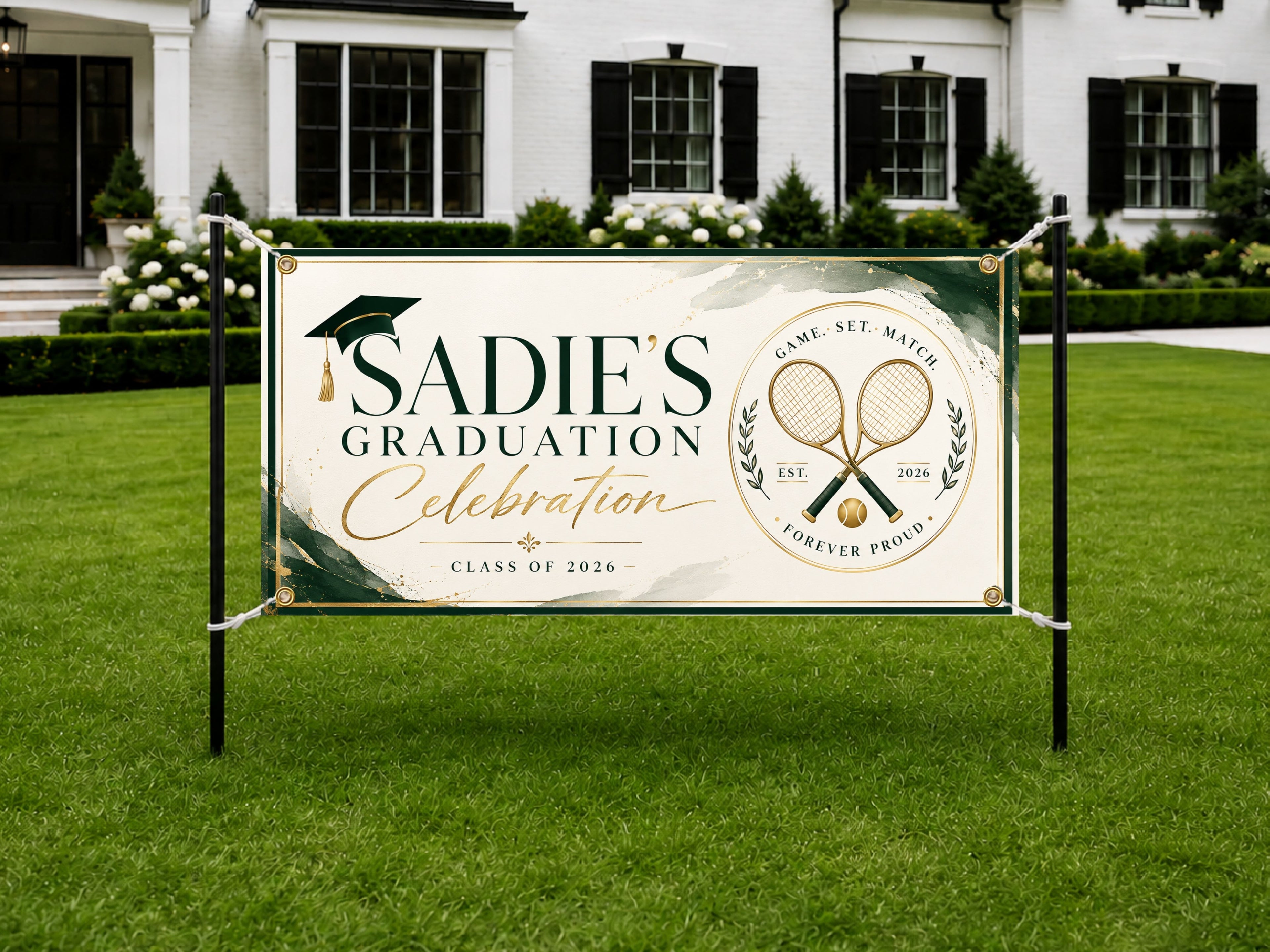 Tennis Graduation Banner, Senior Athlete Sign, Custom Name Backdrop