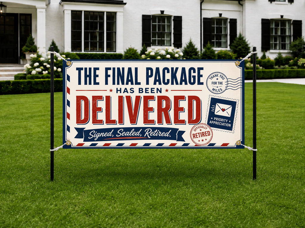 Funny Retirement Banner, Personalized Retirement Party Sign, Postal Worker