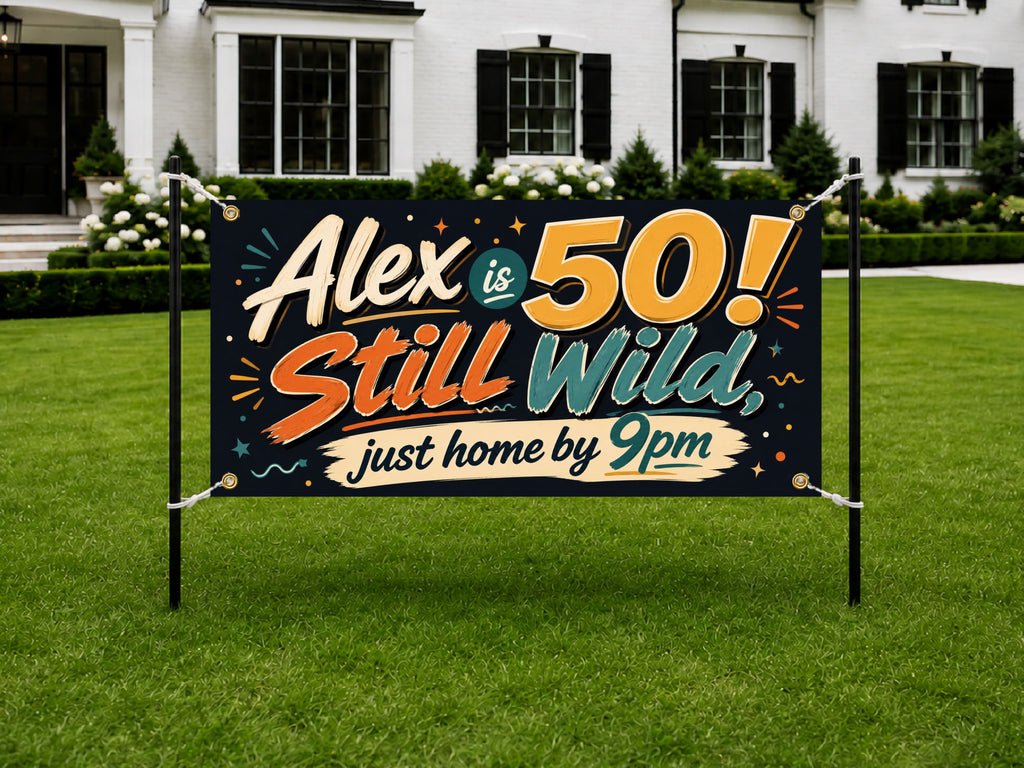 Funny 50th Birthday Banner, Celsius Joke Sign, Men Party Backdrop