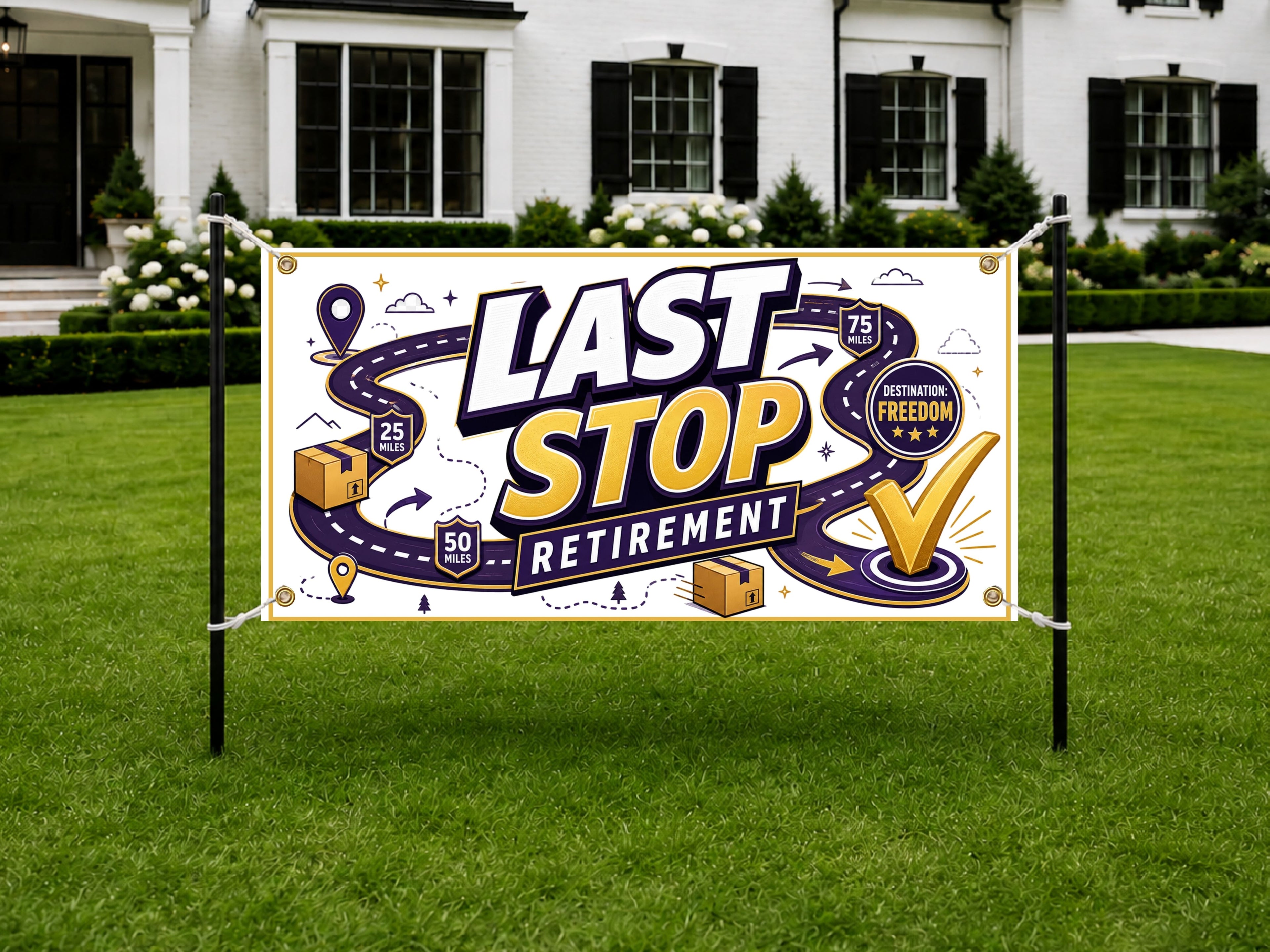 Retirement Party Banner, Last Stop Retirement Sign, Delivery Driver Backdrop