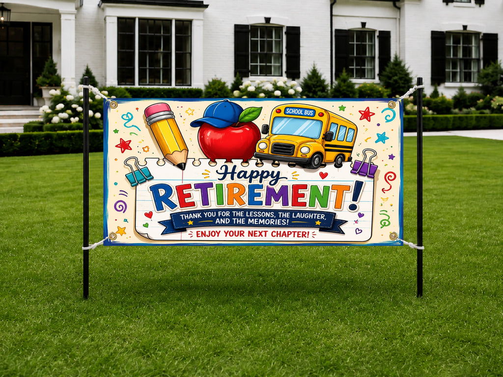Teacher Retirement Banner, Retirement Party Sign, School Farewell Backdrop