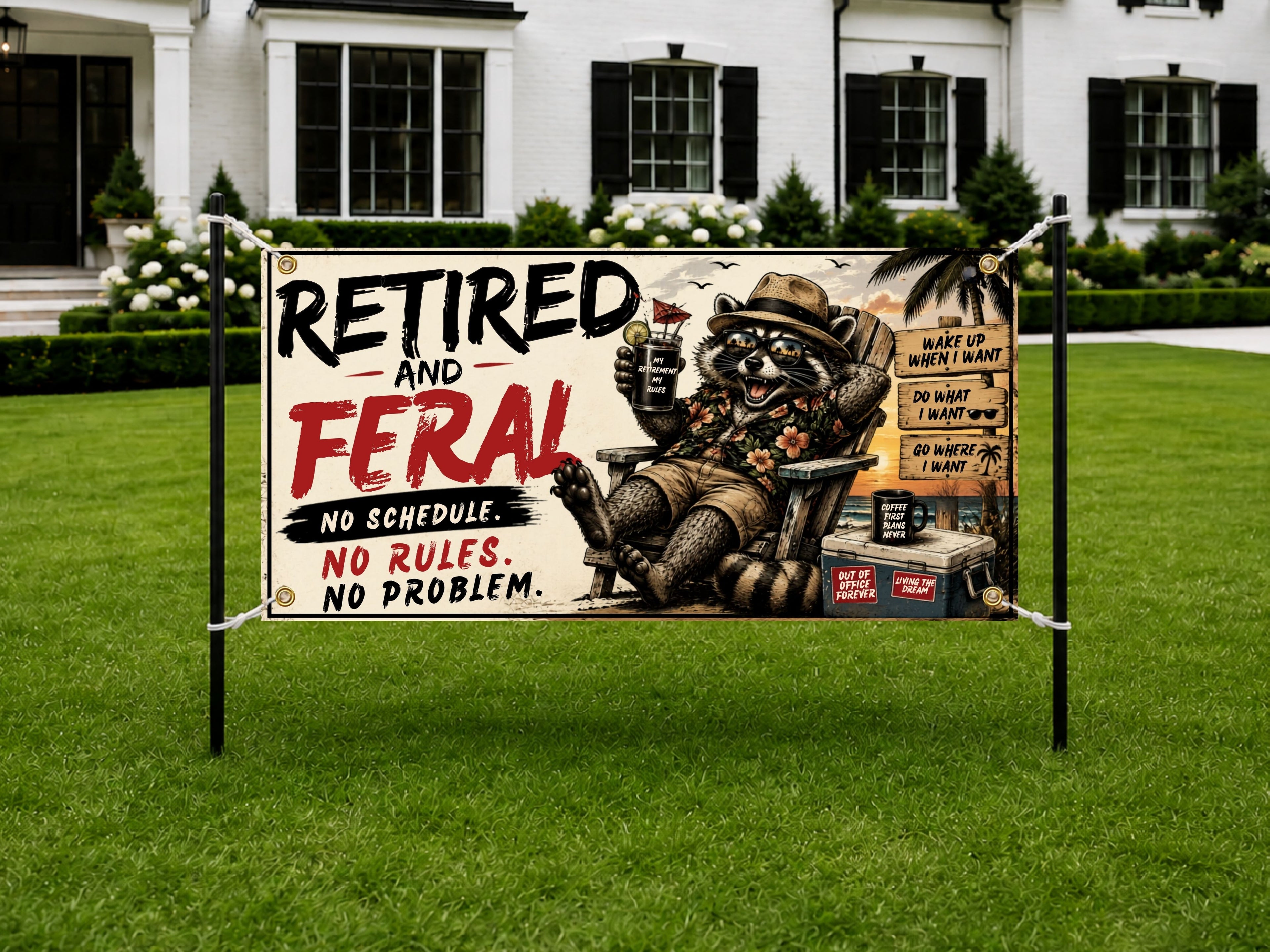Funny Retirement Party Decor, Beach Retirement Farewell Party Banner