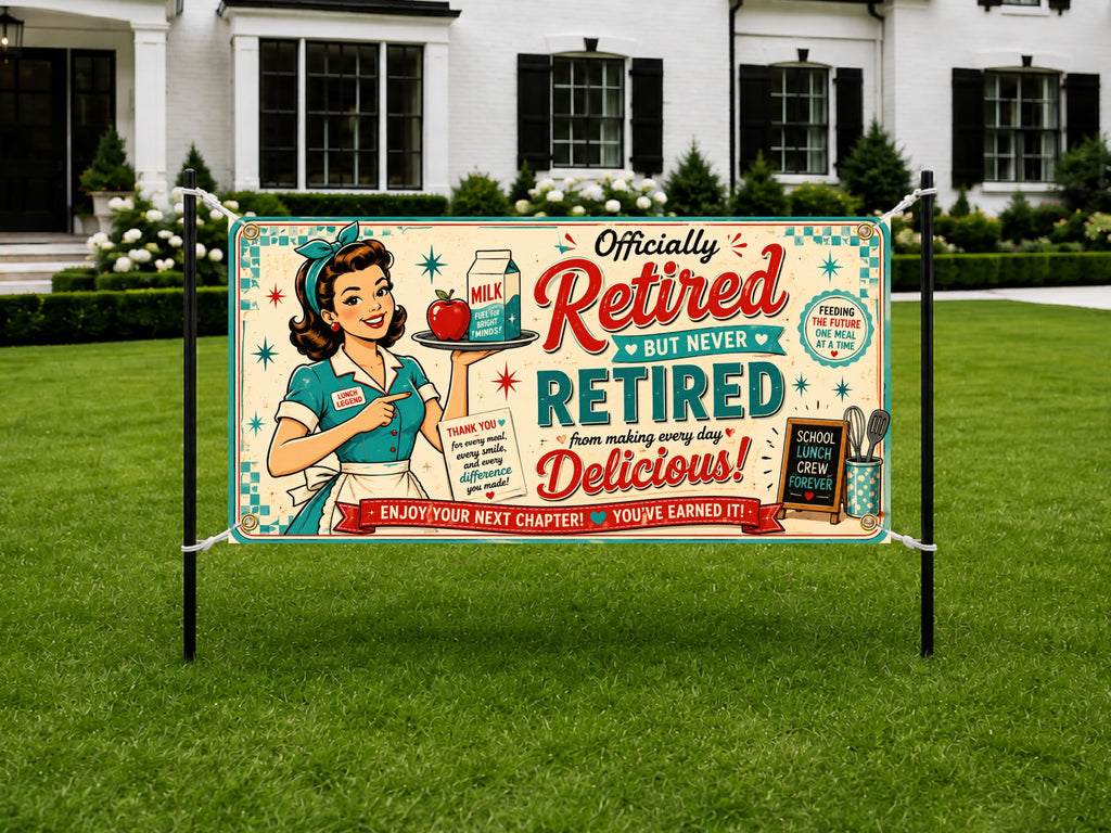 Cafeteria Worker Retirement Banner, Lunch Lady Party Sign, School Farewell