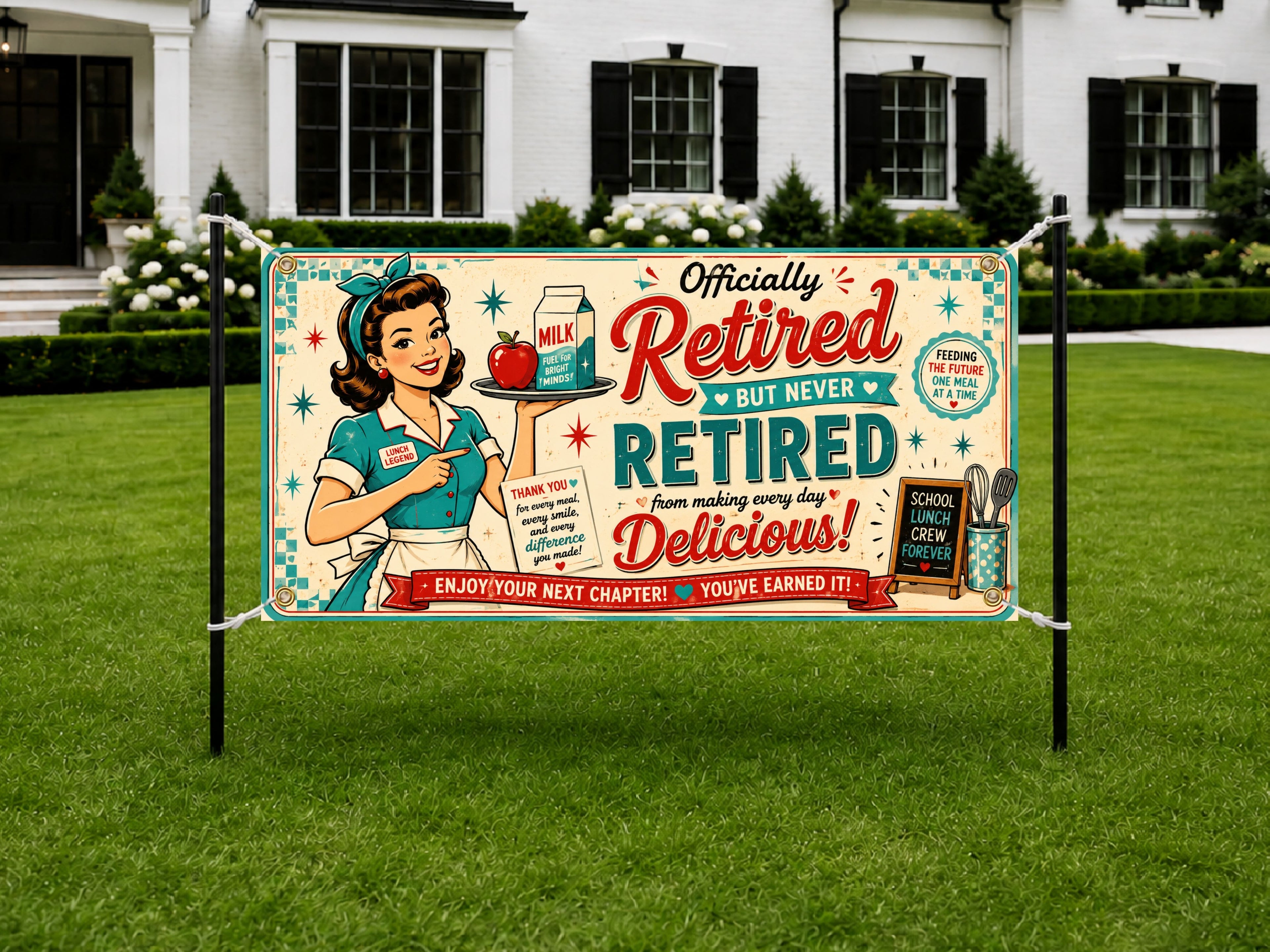 Cafeteria Worker Retirement Banner, Lunch Lady Party Sign, School Farewell