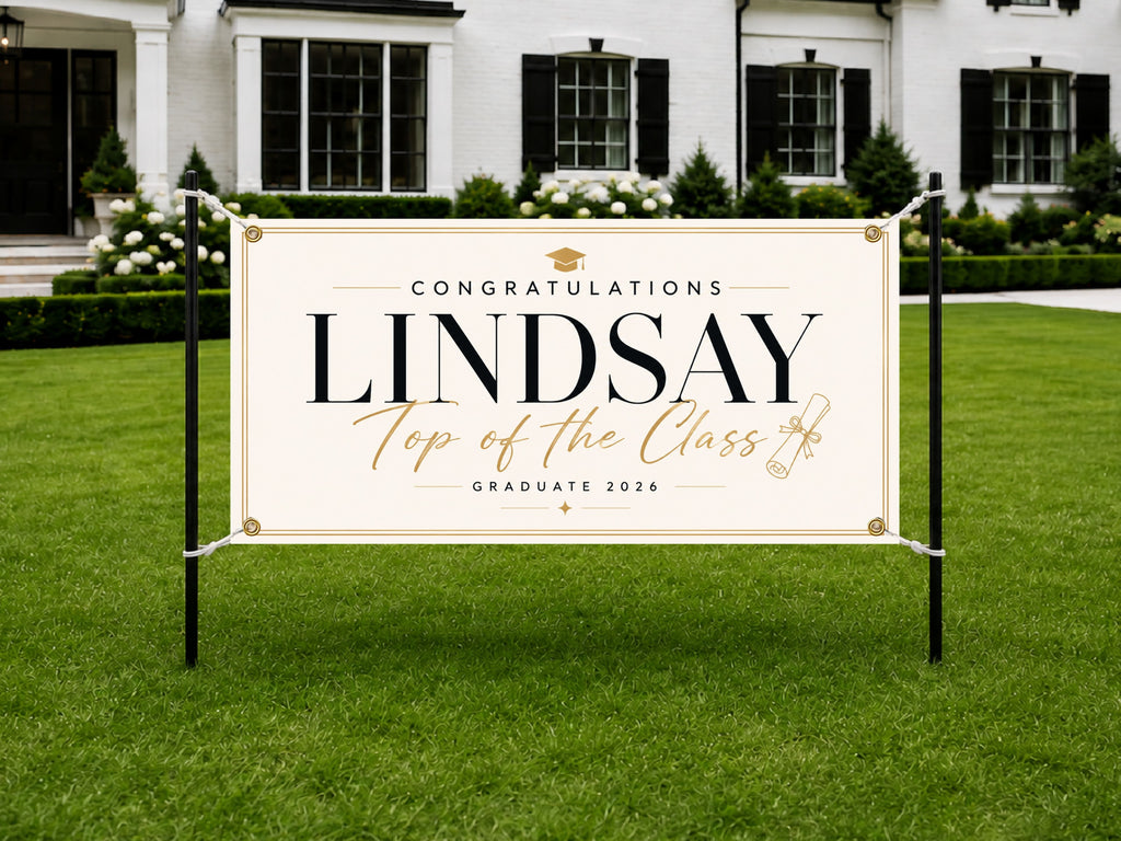 Graduation Banner, Personalized Grad Party Sign, Custom Name Backdrop