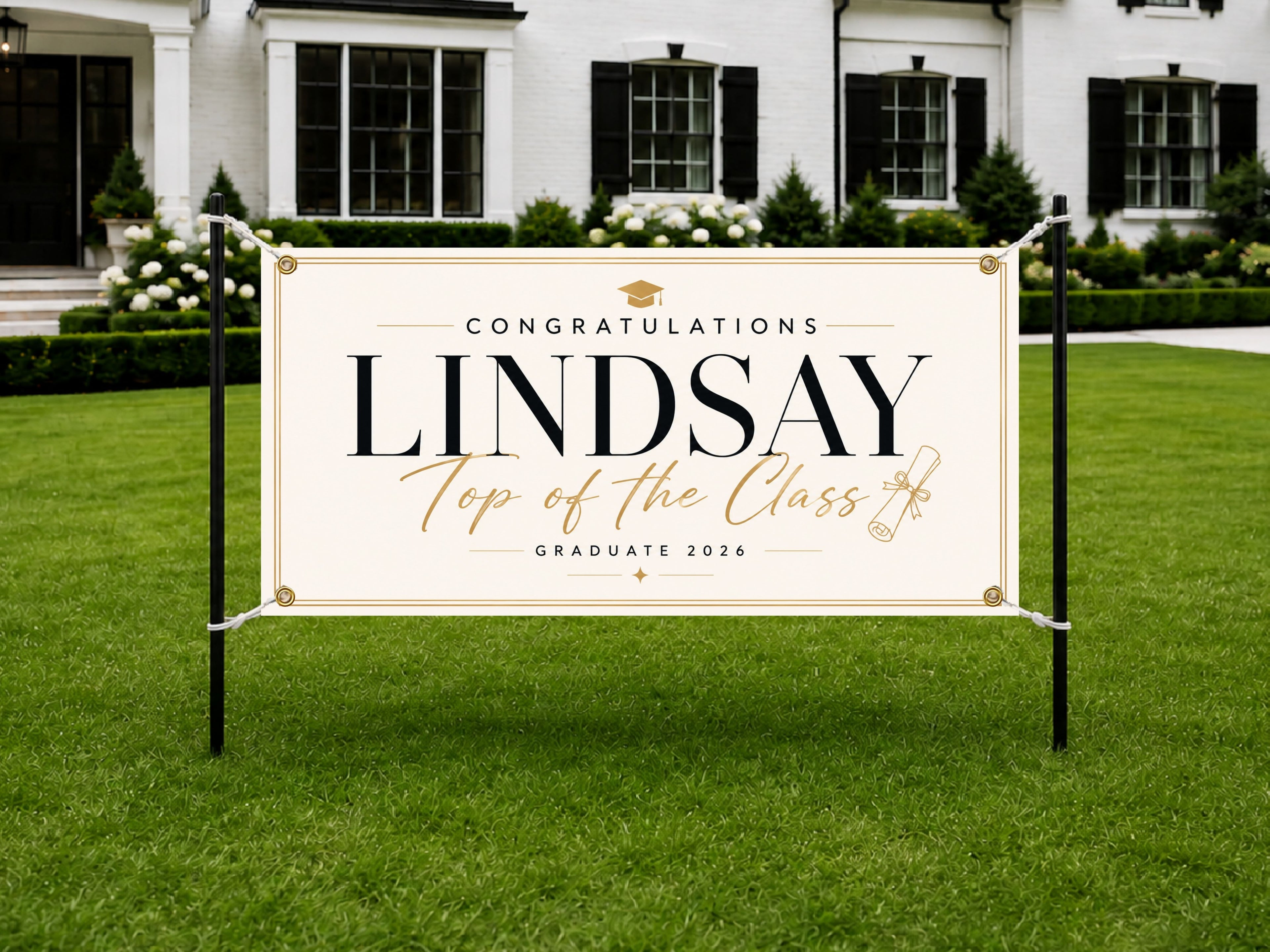Graduation Banner, Personalized Grad Party Sign, Custom Name Backdrop