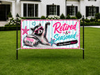 Funny Retirement Banner, Salty Raccoon Sign for Women at the Office