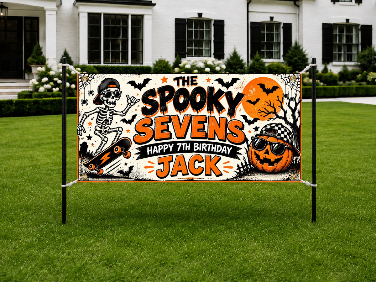 Skeleton 7th Birthday Banner