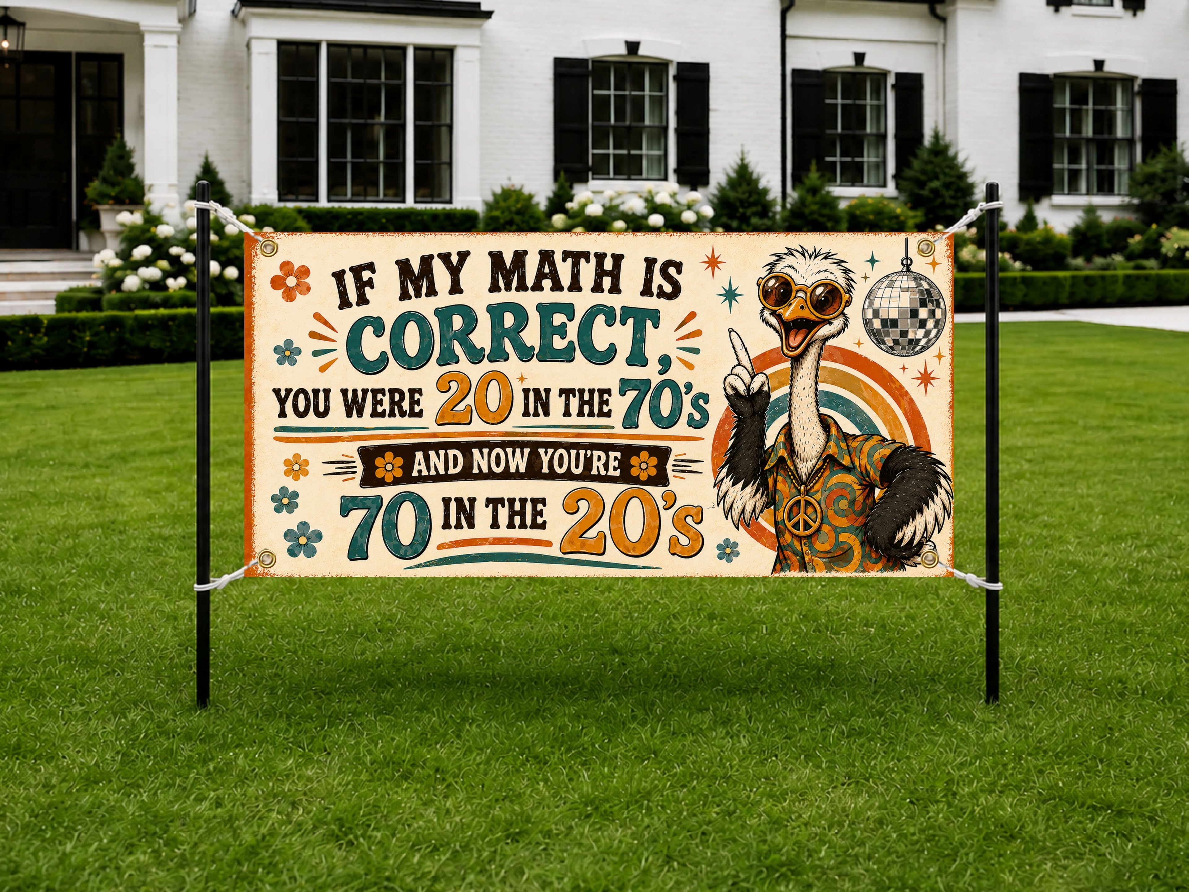 Ostrich 70th Birthday Banner