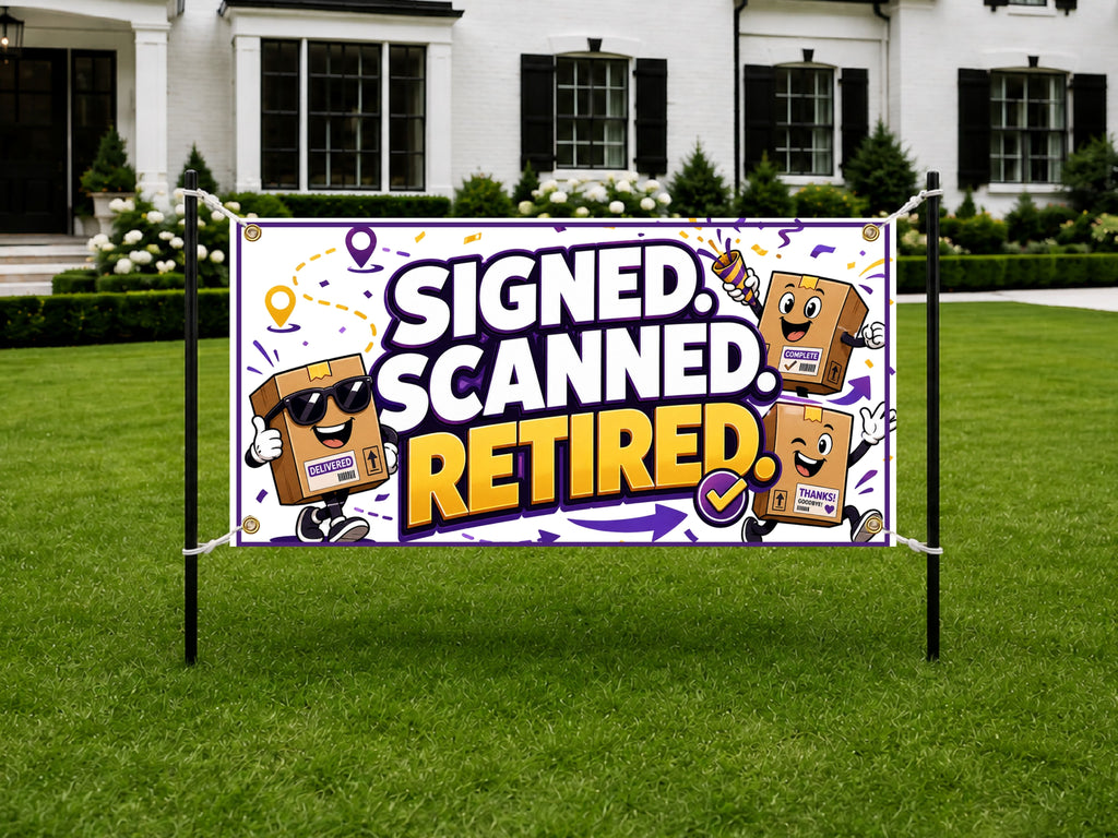 Retirement Party Banner, Signed Scanned Retired Sign, Office Backdrop