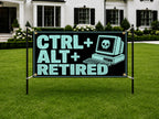 Funny Retirement Banner, Retro Computer Sign, Office Farewell Backdrop