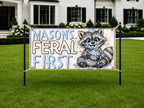 1st Birthday Banner, Feral Raccoon Party Sign for Boys