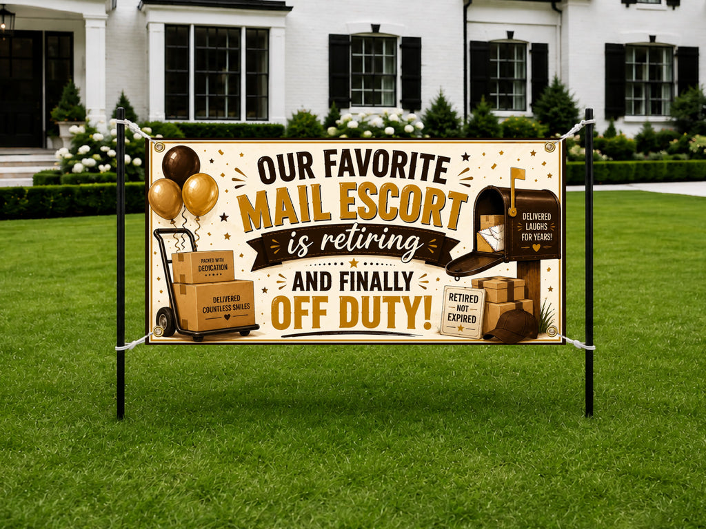 Mail Escort Retirement Banner, Delivery Driver Party Backdrop, Custom Farewell Sign (Copy)