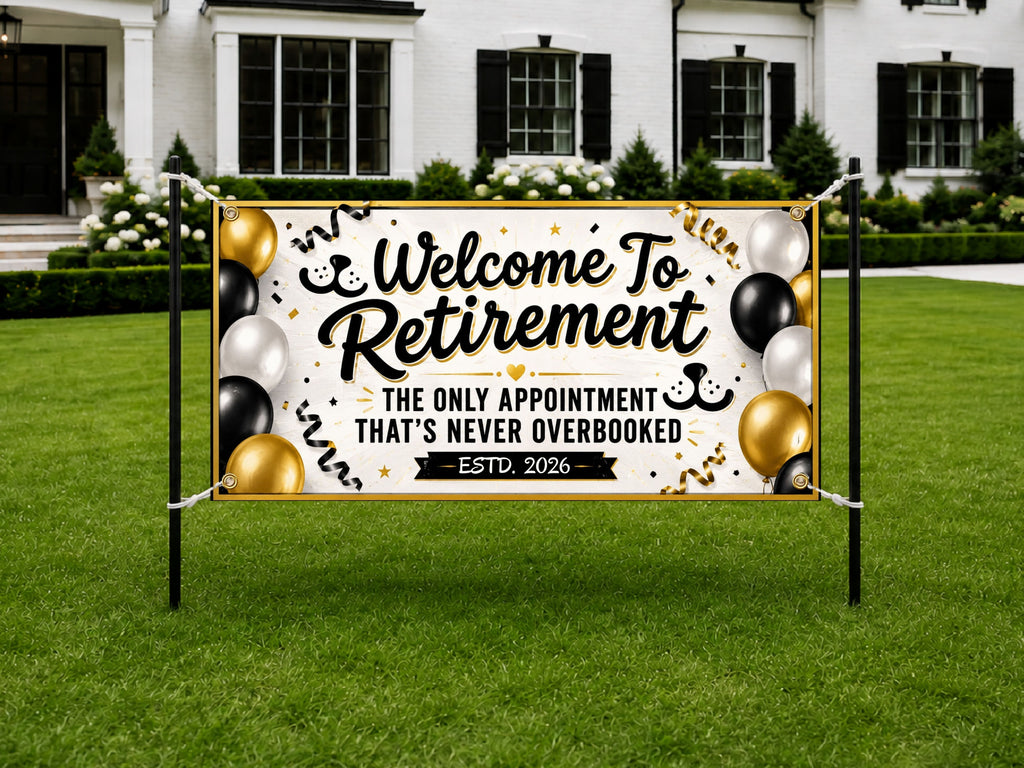 Retirement Party Banner, Funny Retirement Sign, Custom Photo Backdrop