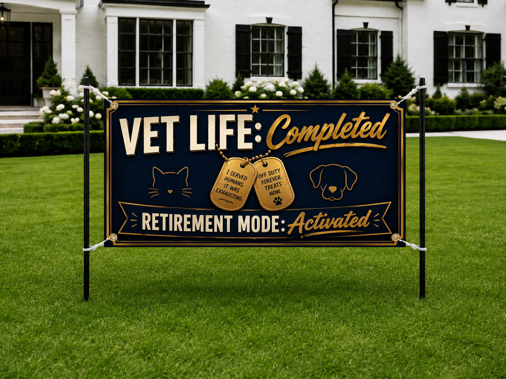 Veterinarian Retirement Banner, Vet Retirement Party Backdrop, Retirement Mode Sign